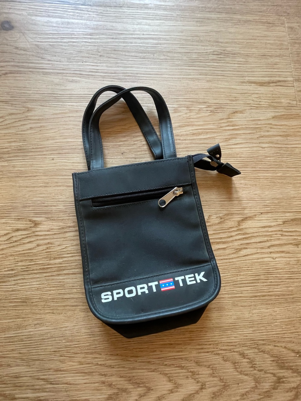 Sport-Tek Black Compact Tote with Front Zip and Logo